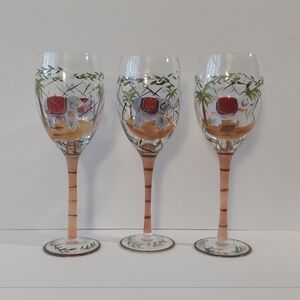 Hand-Painted Elephant  Wine Glass Set